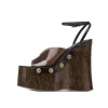 2025 Sandales à grain de bois pour femmes – Talon bloc épais et sangle métallique, chaussures chics de plage à bosch