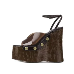 2025 Sandales à grain de bois pour femmes – Talon bloc épais et sangle métallique, chaussures chics de plage à bosch 2025 Sandales à grain de bois pour femmes – Talon bloc épais et sangle métallique, chaussures chics de plage à bosch