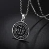 collier allah pour hommes, pendentif rond en acier inoxydable, couleur or, bijoux islamiques, amulette, cadeaux musulmans