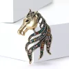 broches tête de cheval en émail strass pour femmes, broches d'animaux unisexes, porte clés, cadeaux de fête, bijoux, accessoire de décoration