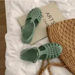 Nouvelle sandale porter à l&rsquo;extérieur d&rsquo;été rétro tissage creux japonais sandales à fond plat pour les femmes décontracté plage chaussures femme