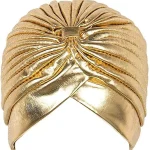 Turban métallique tête enveloppement chapeau bandeau bandana casquette couleur or et argent Hijab tête enveloppement bonnet chapeau musulman chimio casquette
