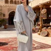 abaya brodé élégant de dubaï pour femmes musulmanes – intrument conçu avec des manches brodées florales dans la mode modeste islamique