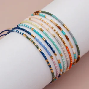Bracelets perlés faits à la main pour femmes et filles, bijoux simples, style bohème, bracelet réglable coloré