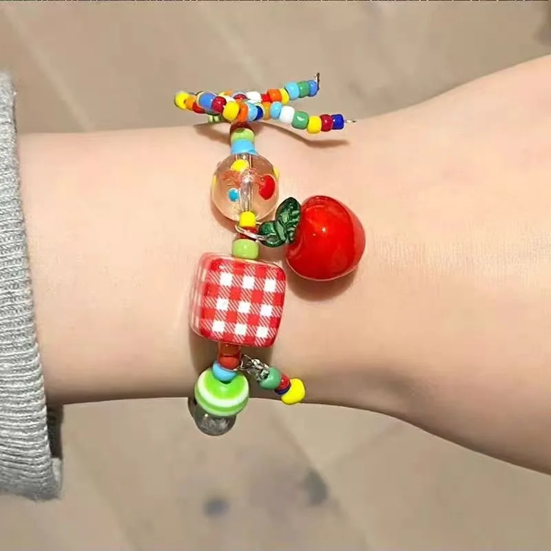 Bracelet de perles colorées pour femmes et filles, Y2K, mode mignon, nœud papillon, perle, étoile douce, bijoux coréens, cadeau de fête