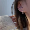 boucles d'oreilles rondes en argent sterling 925, incrustées simples de tempérament pour femmes, accessoires de bijoux de mariage