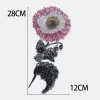 applique de fleur symétrique cousue sur paillettes, décoration bricolage, patch de dessin animé, accessoires vestisens, grande taille, 12x28 cm, 1 pièce