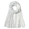 Écharpe imprimée étoiles pour femmes, hijab brillant argenté, châle élégant, pour mariage, mariée, hiver, chaud, luxe