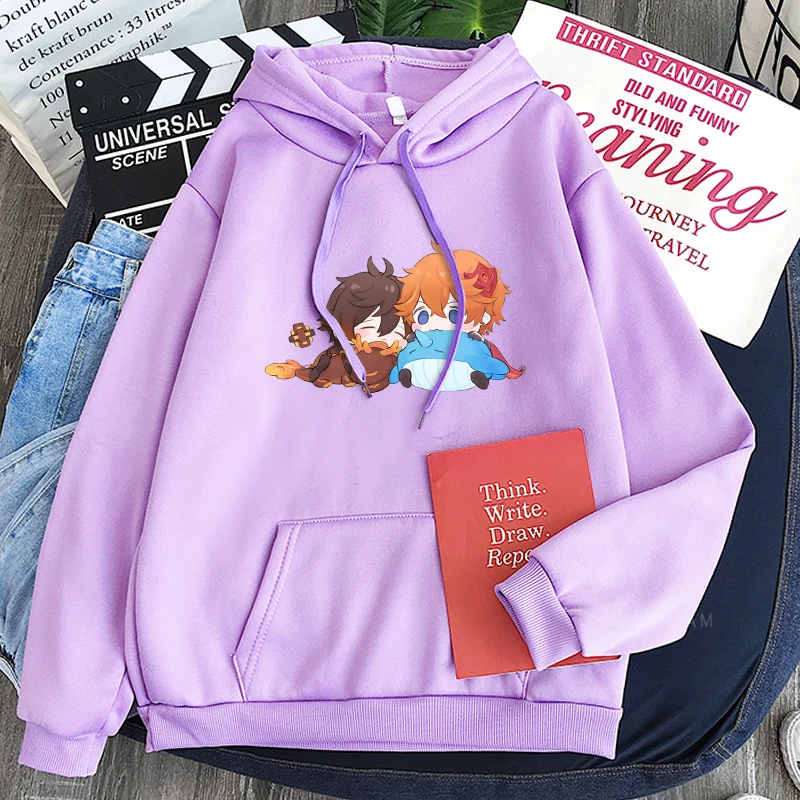Harajuku monde ouvert jeu d'aventure Genshin Impact sweat à capuche pour homme à manches longues Kawaii Zhong Li Tartaglia dessin animé sweats à capuche