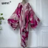 WINYI-Robe musulmane élégante pour femme, Kaftan, Bronzage, Impression rose, Mode musulmane, Abaya, Dubaï, Turquie, Arabe, Oman, Caftan, Automne