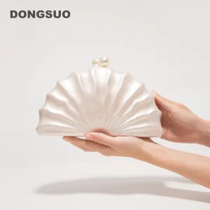 Pochette en acrylique pour femmes, pochette de soirée de mariage, mignon, couleur perle ivoire, sac à main, nouvelle collection été 2024