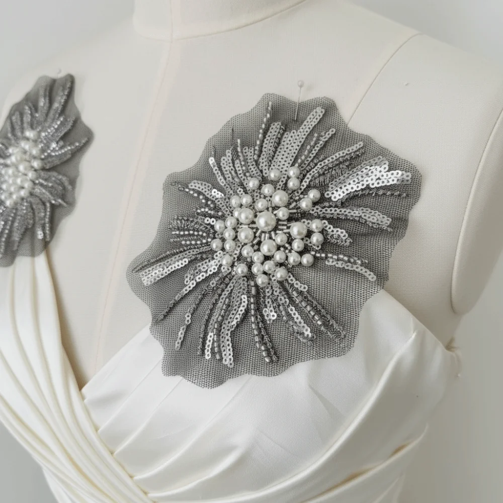 forme perles applique taille moyenne à la main perlée broderie applique délicate luxe vêtements applique robes de mariée