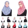 une pièce amira hijab femmes musulmanes imprimer foulard enveloppement châle tirer prêt à porter hijabs islamique niab nikab foulard instantané
