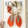 foulard carré imprimé de luxe pour femmes, bandeaux de cheveux hijab, foulard de la présidence, châle en satin féminin, ruban de sauna, bandana à la mode