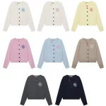 Cardigan en tricot à manches longues et col en v pour femme, broderie marguerite, pour l&rsquo;automne et l&rsquo;hiver, sorties quotidiennes et voyages