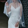 Youlapan V122 voile de mariage avec couverture du visage voile de pétale de perle voile de mariée de mariage 3D Organza fleurs bords coude longueur voile