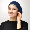 hijab en biscuits brillants pour femmes, casquettes tubulaires, hijab intérieur musulman, turban respirant, sous casquettes en jersey souple, bonnets ouverts, coffret cadeau, 3 pièces