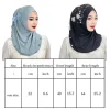 foulard islamique respirant avec nœud supérieur élégant, hijab pour ramadan, couleur unie, une pièce, casquette enveloppante pour la tête