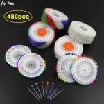 Pour Fun 480 pièces épingles à tête de perle colorée positionnement aiguilles de perle broche ronde disque tailleur couture aiguille de positionnement broche à grande tête