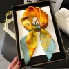foulard carré en soie imprimé de luxe pour femmes, hijab, bandes de cheveux, foulard en satin, châle, ruban, bandeau, mode bandana