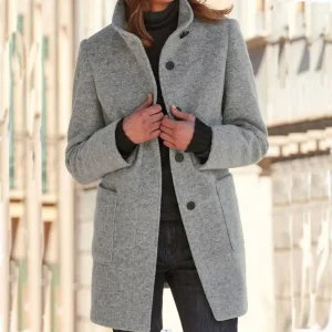 Cardigan manteau pour femmes, vêtements chauds, mode polyvalente, ample, rétro, boutons, col montant, manches longues, pardessus Y2k, automne 2023