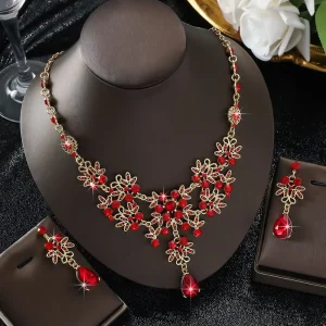 Ensemble de bijoux en strass exagéré à la mode, boucles d&rsquo;oreilles brillantes et exquises, ensemble de colliers de luxe en cristal pour femmes, bijoux de fête