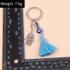 amolette turc evil eye tassels keychain, blue eye key ring, fatima hand, pmotfor handbag, jewelry accessrespiration