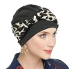 mode européenne américaine style de rue imprimé bandeau torsion tricot bonnet fleur hijab foulard chapeau en stock