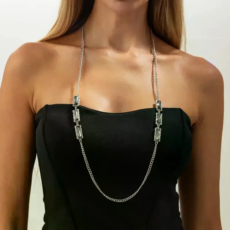 Ensemble de bijoux minimaliste pour femmes, pendentif en strass irrégulier, collier, Bracelet, boucles d'oreilles, ras du cou élégant, cadeaux de fête