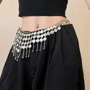 Chaîne de taille à pampilles en métal, cloche, Vintage, argent, Style bohème, bijoux de corps, ceinture ronde de Style ethnique, accessoires de plage