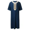 islam caftan musulman hommes vêtements caftan marocain brodé à la main ample et respirant djellaba abaya thobe pour hommes été