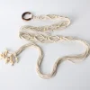 ceinture tressée en perles rétro pour femmes, style bohémien, robe réglable, ceinture fine, taille large, glands noués