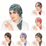 Femmes intérieur Hijabs casquette musulman imprimé Turban chapeaux bandeau respirant foulard Bonnet