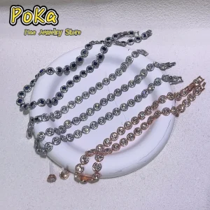 Breloques rondes en cristal argenté, ensemble de bijoux de luxe pour mariage, boucles d&rsquo;oreilles, Bracelet, collier, bague, cadeau romantique pour femmes, nouvelle collection