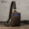 Sac de poitrine en cuir véritable pour hommes, petit sac à bandoulière initié, sac banane, mini sac ceinture, loisirs, voyage, sports de plein air