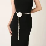 Ceinture en perles de fleur de camélia pour femmes, ceinture en ULdécorative, accessoires vestisens, environnement élégant, mode