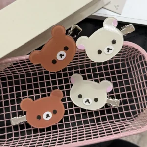 Rilakkuma Korilakkuma pinces à cheveux Anime tête d&rsquo;ours épingles à cheveux mignonnes et pinces chapeaux Kawaii accessoires de cheveux pour femmes filles