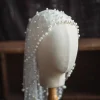 voile de mariée court en tulle, perles, français, blanc, noir, rouge, couvre chef en gaze, nouvelle collection