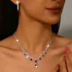 Ensemble luxueux collier et boucles d&rsquo;oreilles en maille de pierres précieuses à pampilles en Zircon, bijoux fins en cristal pour femmes, vêtements de fête de mariage