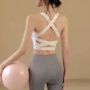 soutien gorge de sport absorbant les chocs pour femmes, design froncé, gilet de course, fitness, sous vêtements, séchage rapide, confortable, pour femmes actives