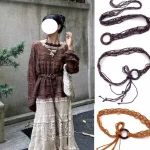 Ceinture ethnique pour femmes, corde cirée de style bohème, nœud tressé, perles en bois faites à la main, corde de taille exquise