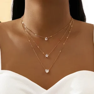 ChimZunderes-Collier pendentif multicouche pour femme, tour de cou JOChoker, bijoux brillants, cadeau de fête, mode féminine ChimZunderes-Collier pendentif multicouche pour femme, tour de cou JOChoker, bijoux brillants, cadeau de fête, mode féminine