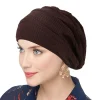 mode couleur unie femmes froissé hijab turban élastique doux chimiothérapie casquette polyester baggy bonnets bonnet