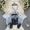 peignoir japonais imprimé kimono légèrement transparent pour femmes, vêtements de nuit sexy, manches amples, pyjama décontracté, ensembles de robes