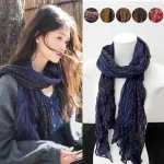 Longue bande écharpe pour femme mince crème solaire foulard petit imprimé fleuri plissé châle extérieur coton lin femmes écharpe hiver