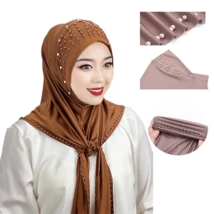 Foulard femme pratique pull casquette perle écharpe malais châle femme couleur unie foulard