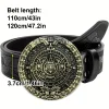 ceinture de cowboy occidentale pour hommes, ceinture rétro avec boucle de calendrier solaire aztèque maya, style vintage de personnalité hip hop, ceinture unisexe pour pa