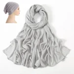 Hijab Assressentipour Femmes Musulmanes, Châle Doux, Casquette en Jersey, Viscose, Coton Modal, 2 Pièces/Ensemble