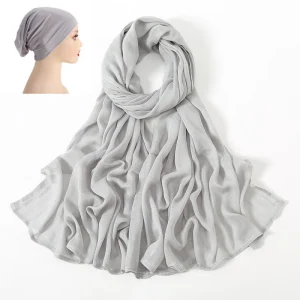 Hijab Assressentipour Femmes Musulmanes, Châle Doux, Casquette en Jersey, Viscose, Coton Modal, 2 Pièces/Ensemble