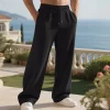 pantalon de survêtement ample en jacquard pour hommes, style hip hop américain, décontracté, à poils droits, simple, taille élastique